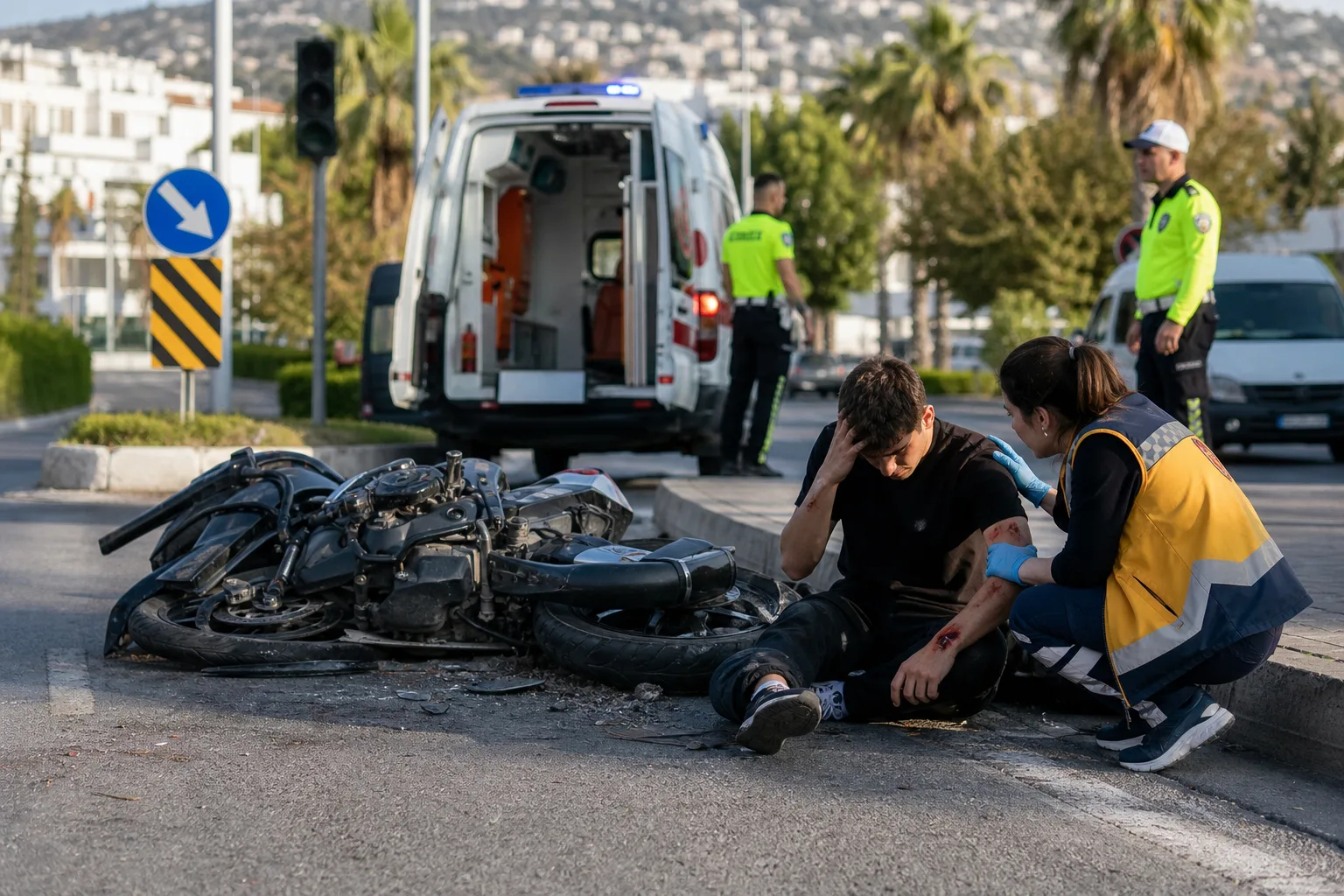 Bodrum’da Motosiklet Devrildi: Genç Yaralı