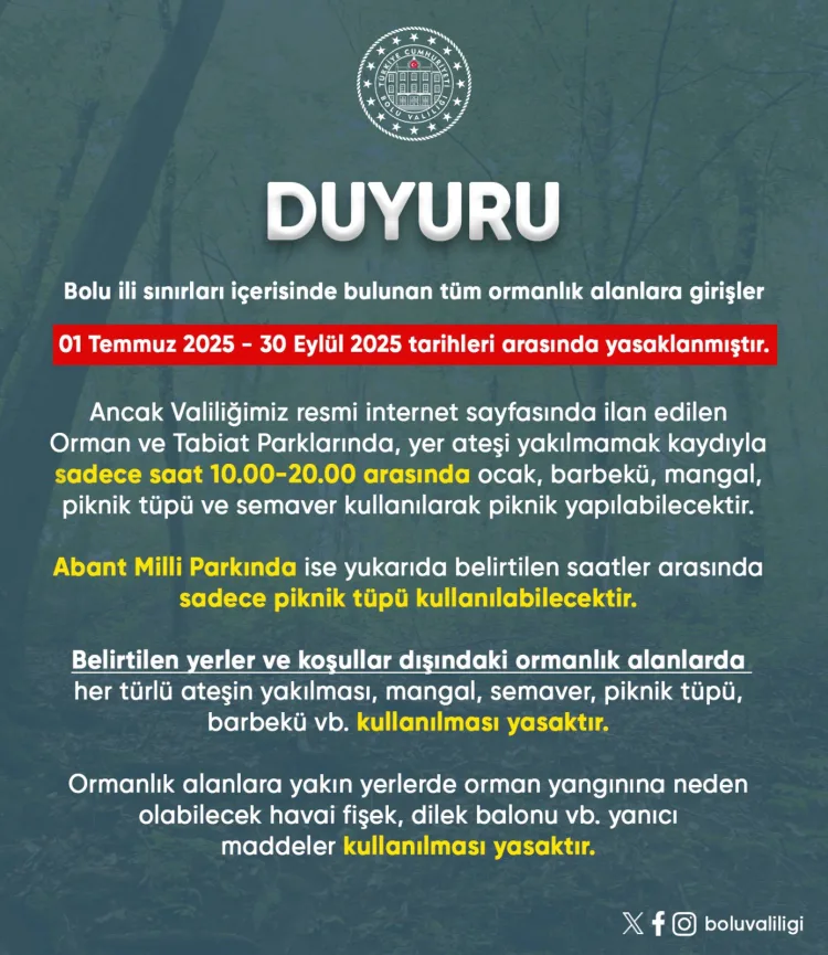 Bolu’da Orman Yangınlarına Karşı Sıkı Önlemler!