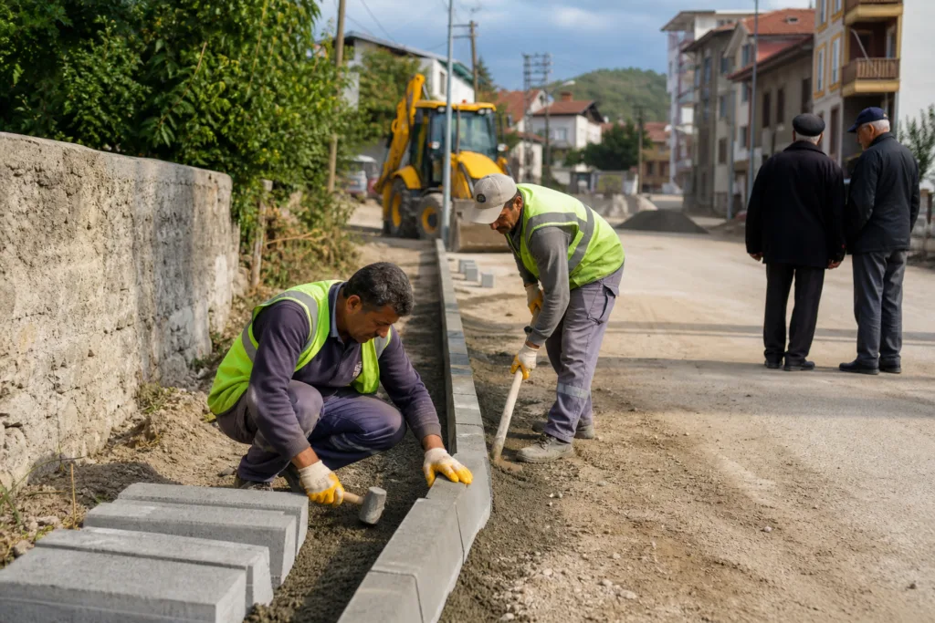 Boyabat’ta Kaldırımlı Yol İçin Çalışma Başlatıldı