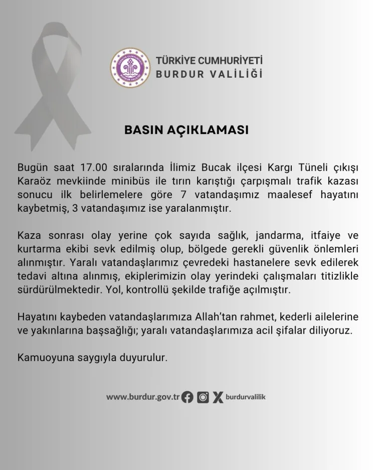 Bucak’ta Feci Kaza: 7 Kişi Hayatını Kaybetti!