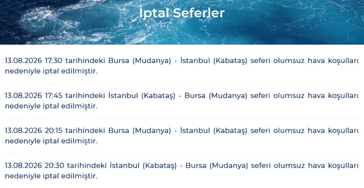 BUDO’dan Olumsuz Hava Nedeniyle Sefer İptalleri!