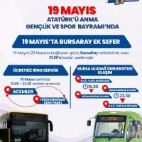 Bursa’da 19 Mayıs’ta ulaşım ücretsiz Bursa’da 19 Mayıs’ta ulaşım ücretsiz