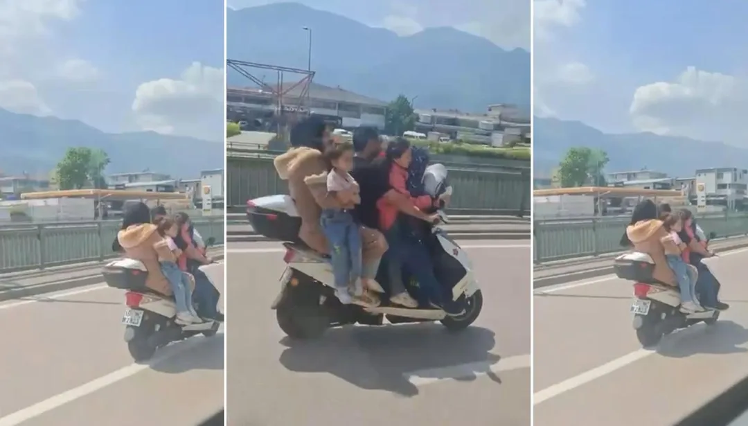 Bursa’da 5 Kişi Tek Motosikletle Tehlikeye Atıldı!