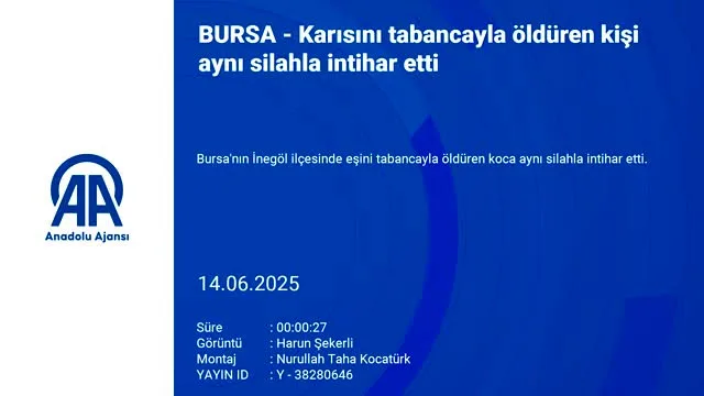 Bursa'da aile faciası! Eşini vurup intihar etti.