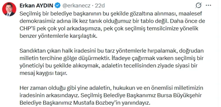Bursa’da Başkanlardan Gözaltıya Sert Tepki!