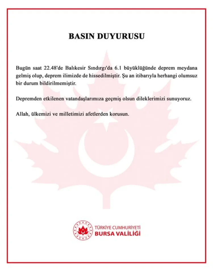Bursa’da Deprem Paniği: 6.1 Şiddetinde Sarsıntı!