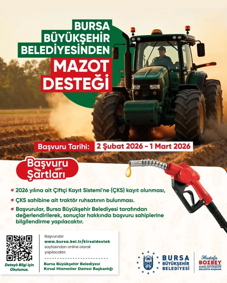 Bursa’da Üreticiye Yüzde 100 Hibeli Mazot Desteği