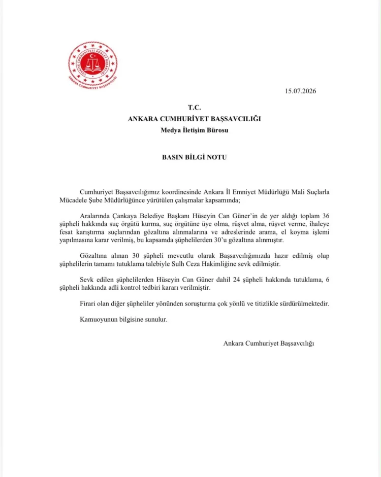 Çankaya Belediye Başkanı Güner’in Tutuklanma Şoku