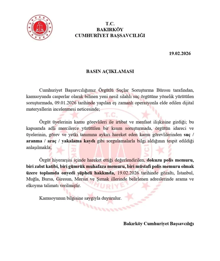 Casperlar Operasyonunda 17 Gözaltı Talimatı!