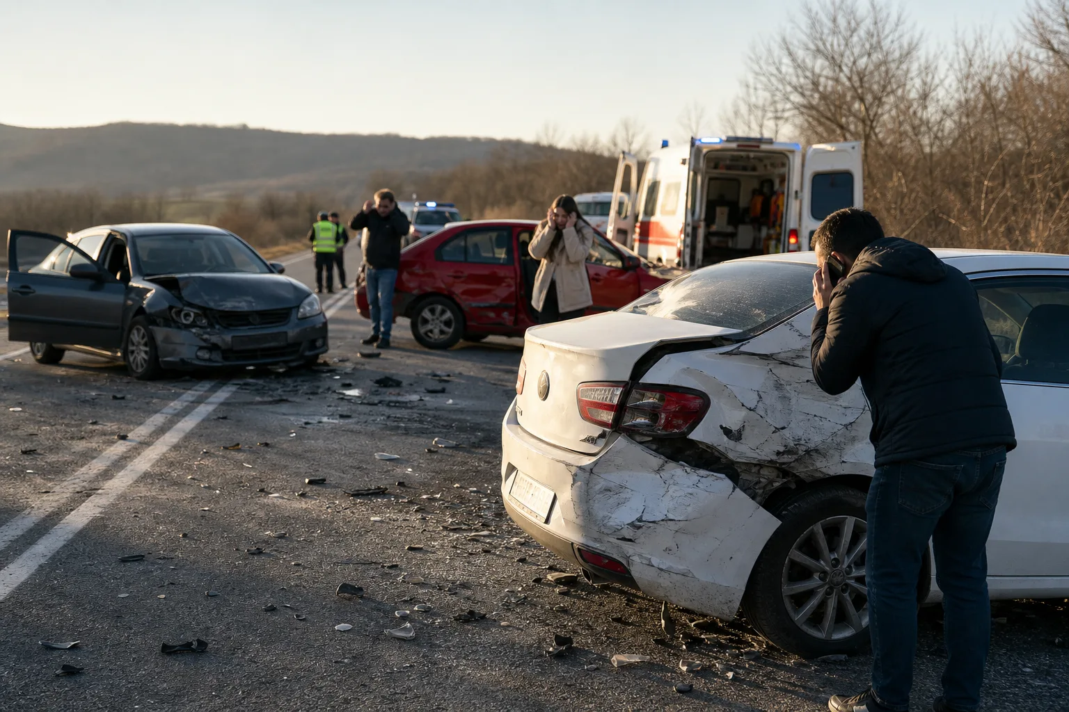 Çatalca’da Zincirleme Kazada 4 Kişi Yaralandı