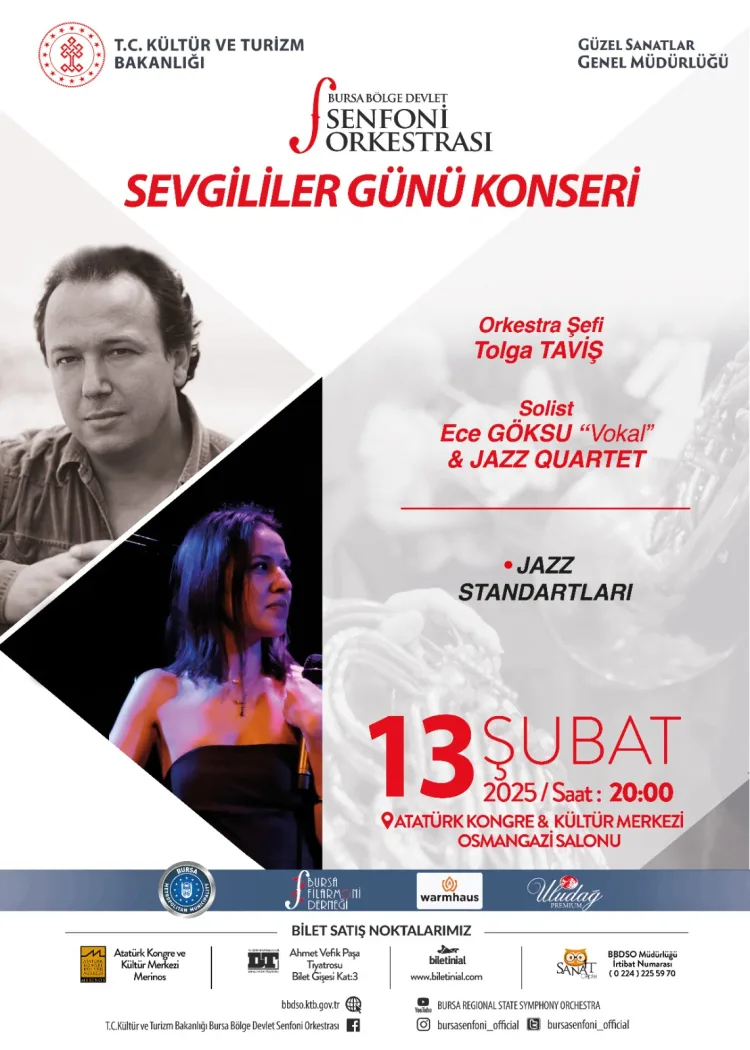 Bursa Bölge Devlet Senfoni Orkestrası Sevgililer Günü Konseri Afişi