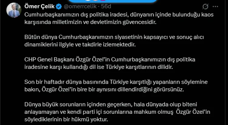 Çelik’ten Özgür Özel’e Sert Tepki!