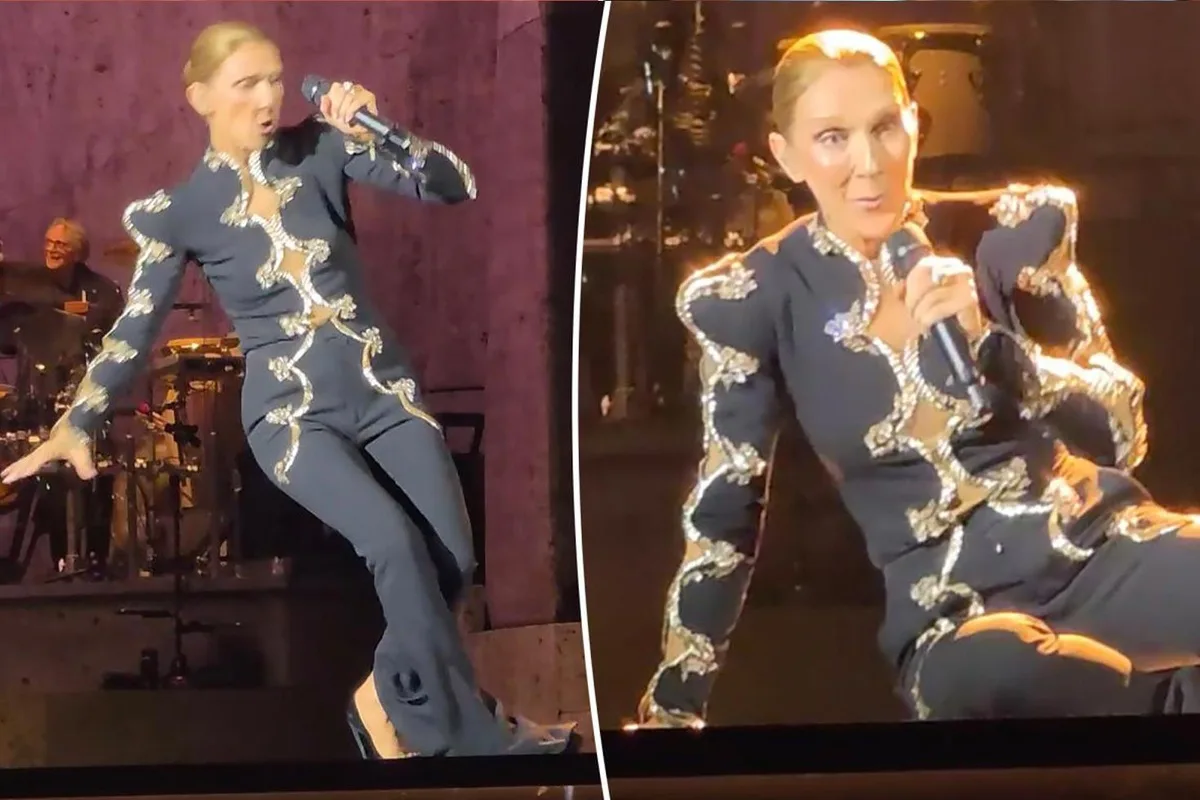 Céline Dion, sahnede düştü ama performansına devam etti