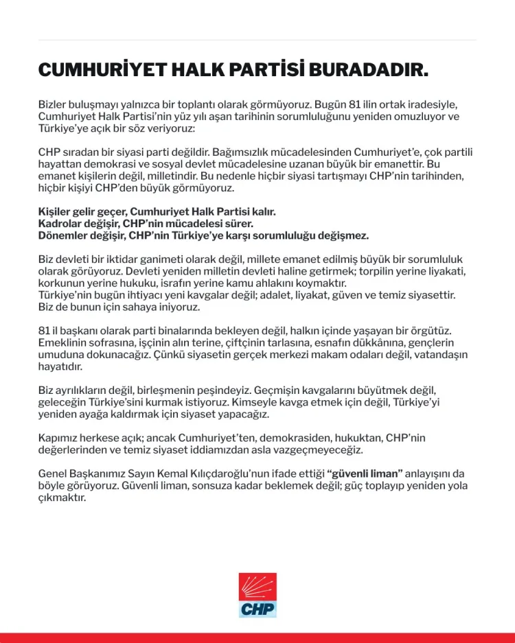 CHP, 81 İl Başkanıyla Yeniden Saha Çıkıyor