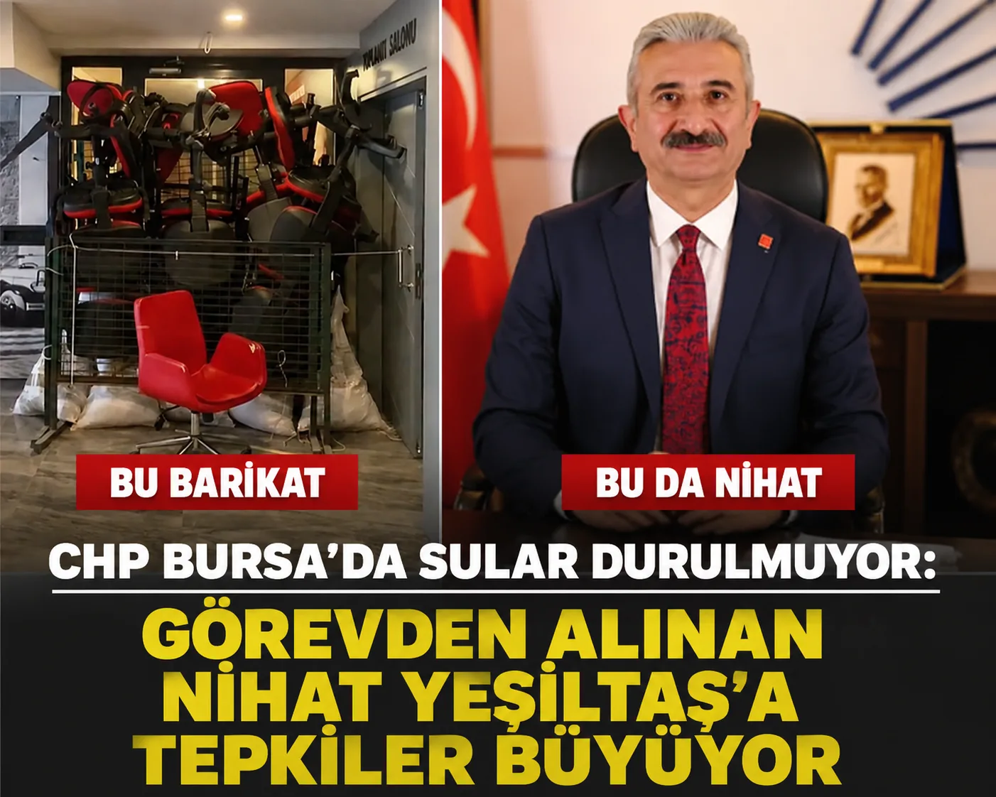 CHP Bursa’da Kriz Derinleşiyor: İl Başkanlığı Binasında Koltuklu Barikat!