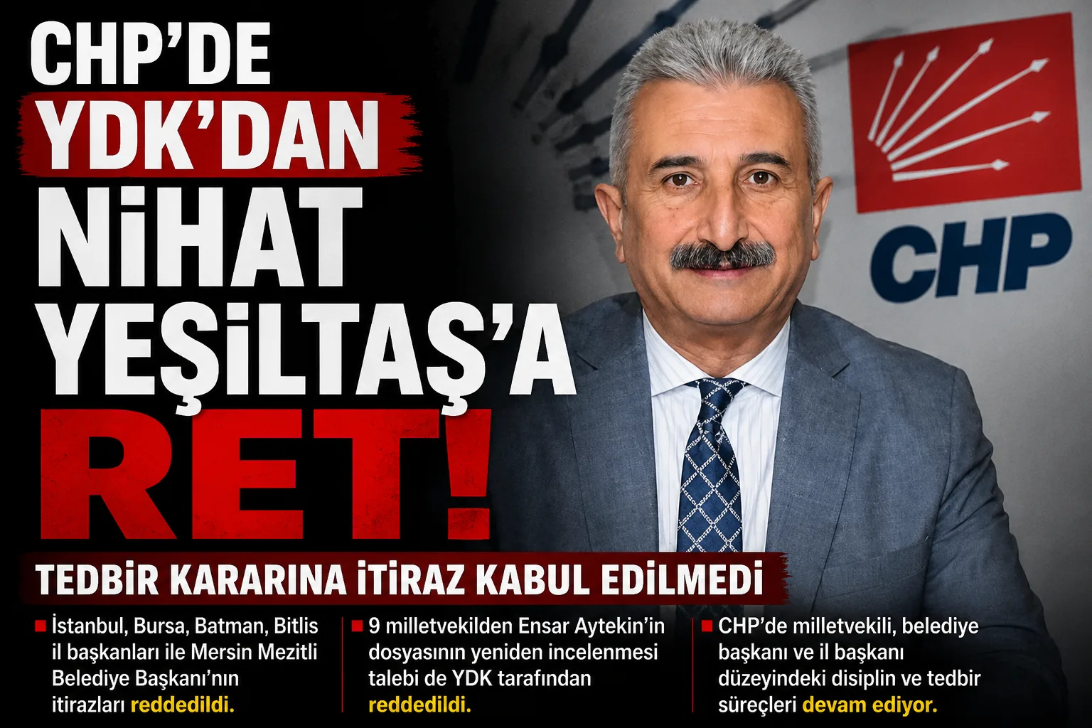 CHP’de YDK’dan Nihat Yeşiltaş’a ret!
