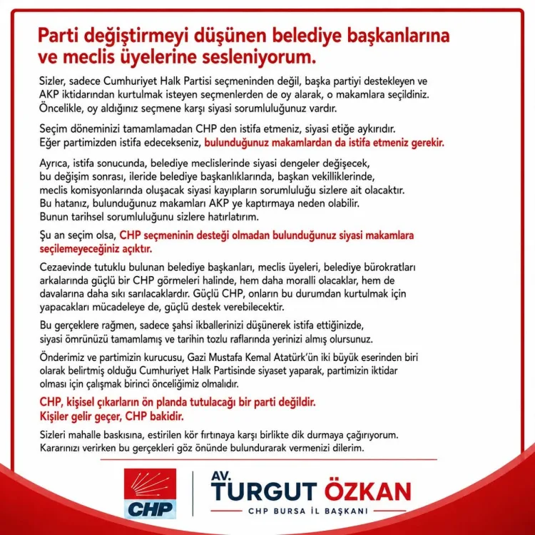 CHP’den İstifa Edenler Görevden Ayrılmalı!