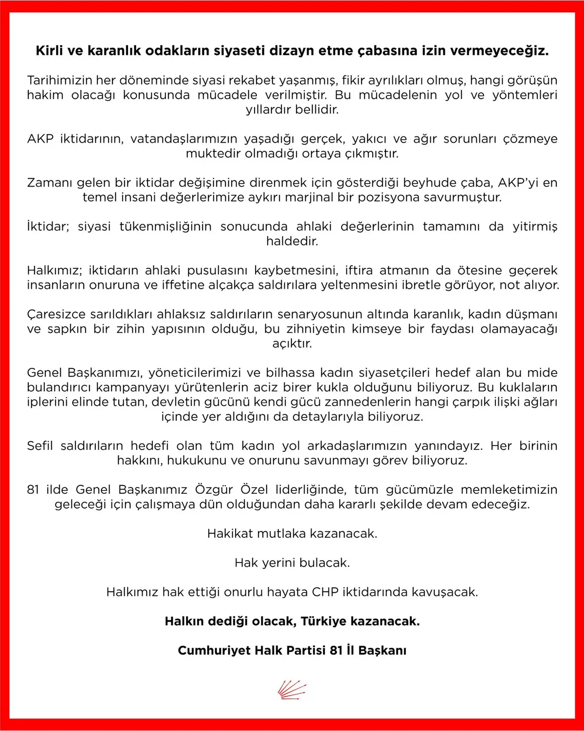 CHP li 81 il başkanından ortak açıklama: “İzin vermeyeceğiz!” 2