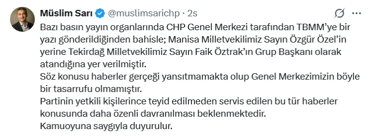 CHP’den Özel-Öztrak İddialarına Yanıt Geldi!