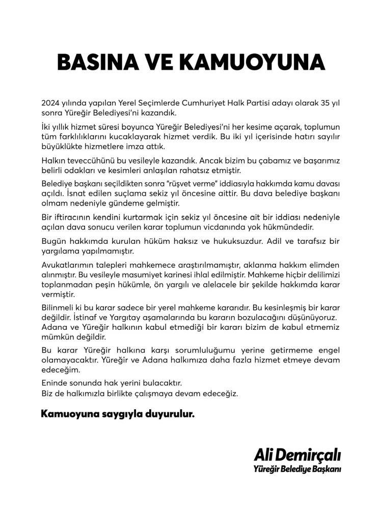 CHP’li Başkan Demirçalı Rüşvetten Mahkum Oldu