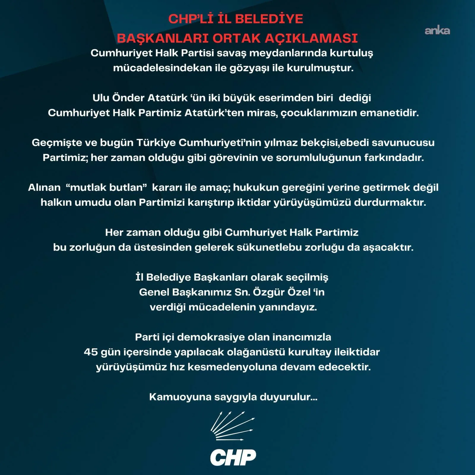 CHP’li Başkanlar: İktidar Yürüyüşümüz Devam Edecek!