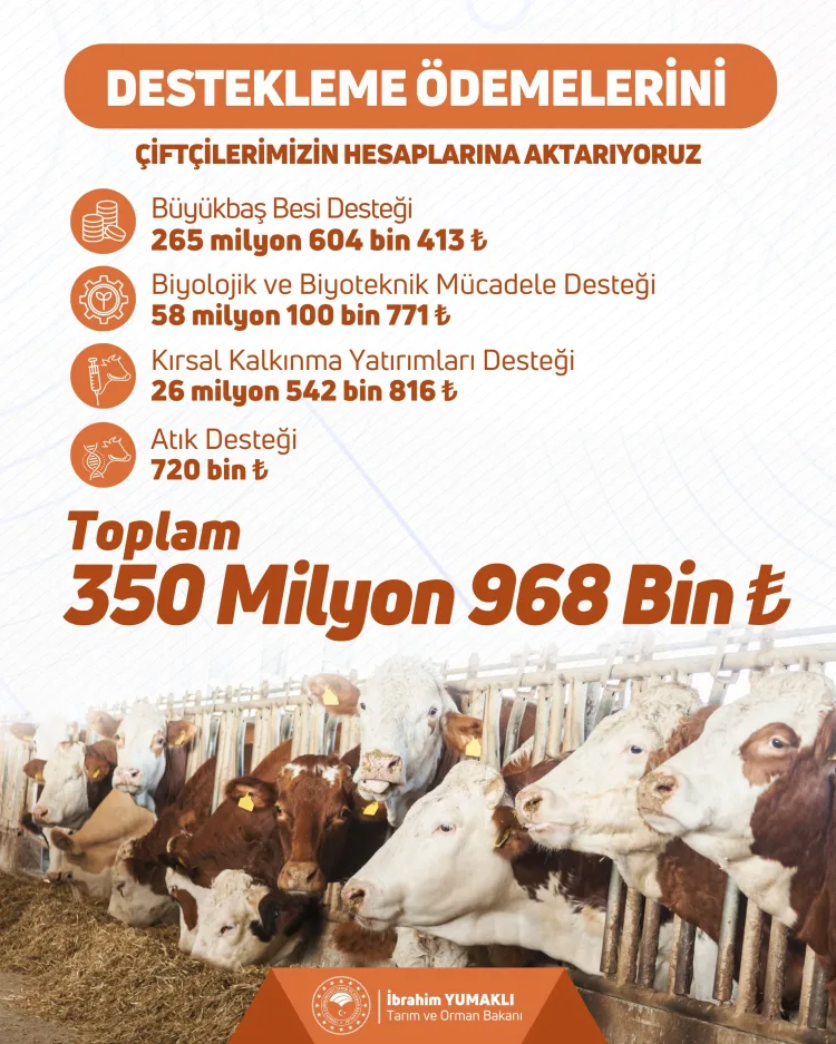 Çiftçilere 351 Milyon Liralık Destek Ödemesi!