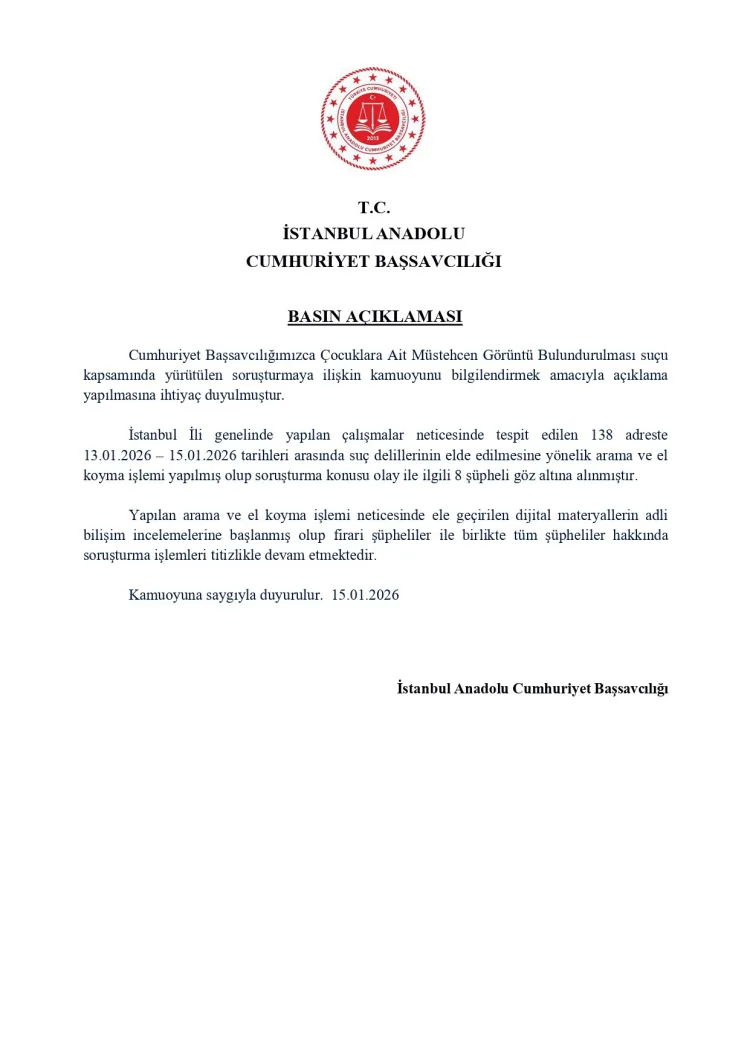 Çocuklara Yönelik Müstehcen Görüntü Operasyonu!