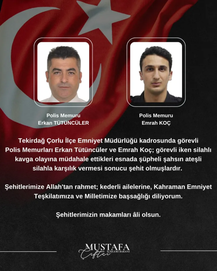 Çorlu’da Silahlı Saldırıda İki Polis Şehit Oldu