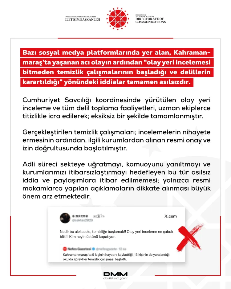 Delil Karartma İddiaları Yalanlandı!