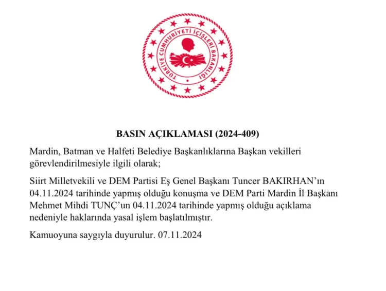 Tuncer Bakırhan ve Mehmet Mihdi Tunç
