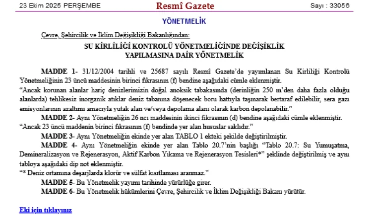 Denizlerde Atık Bertarafı ve Karbon Depolama İzni