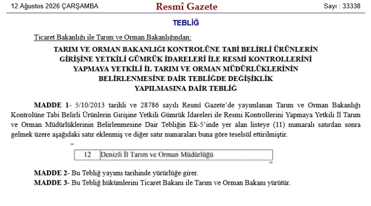 Denizli’ye Tarım Kontrol Yetkisi Verildi!