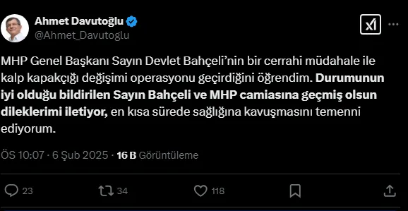Ahmet Davutoğlu paylaşımı