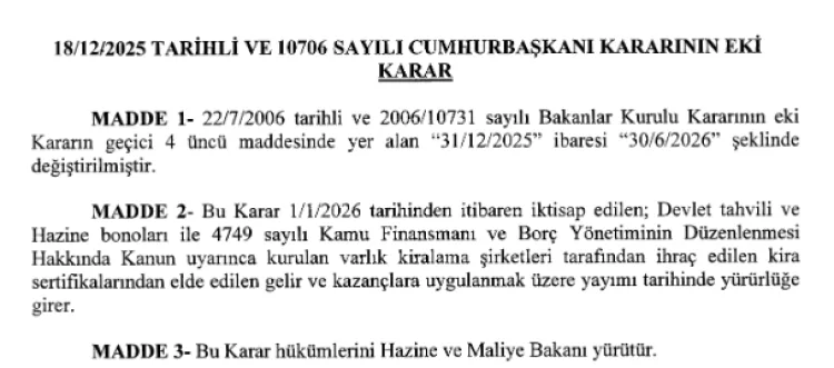 Devlet Tahvili Stopajı 6 Ay Daha Uzatıldı!