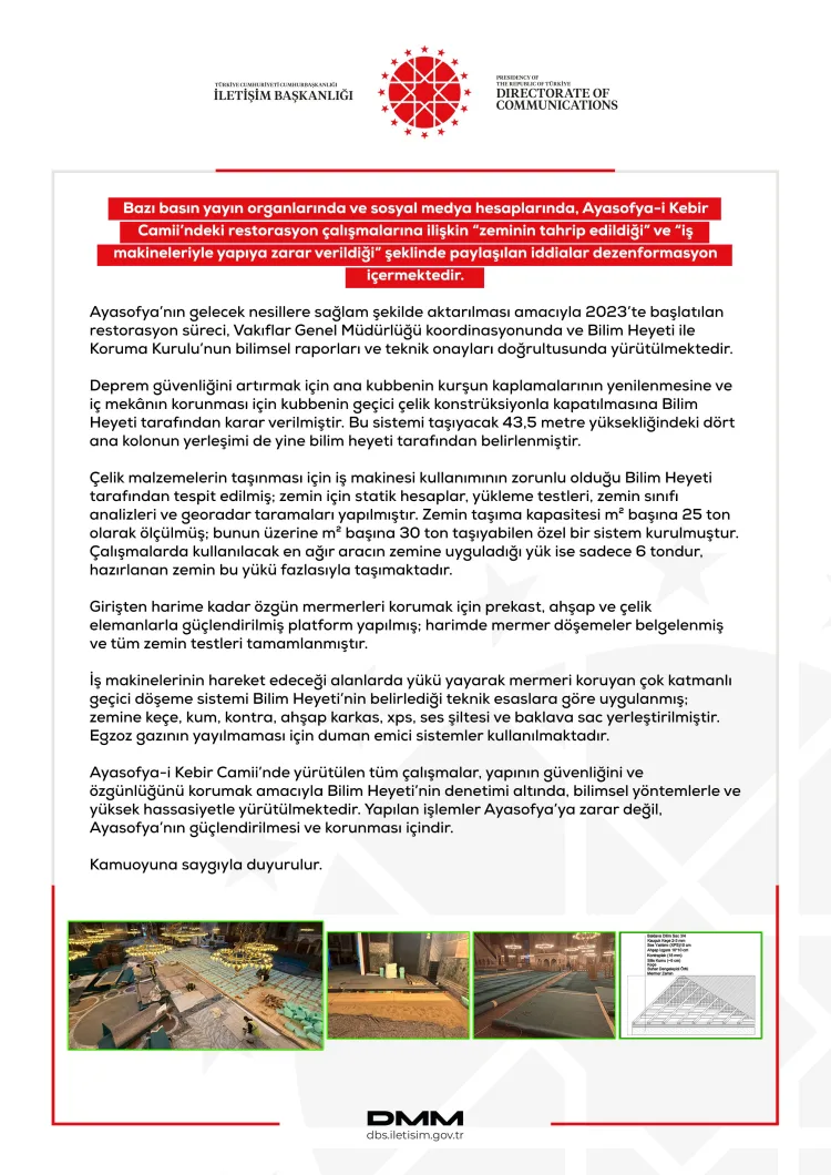 Dezenformasyon Ayasofya Restorasyonunu Sarsamaz!