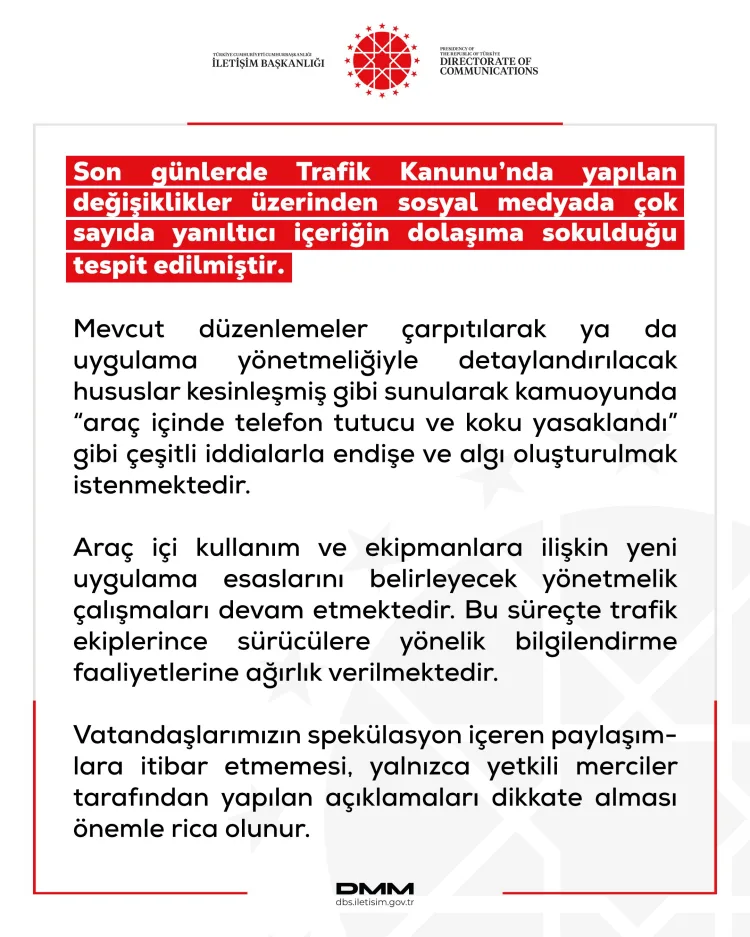 Dezenformasyon Merkezi’nden Trafik Yasağı Açıklaması