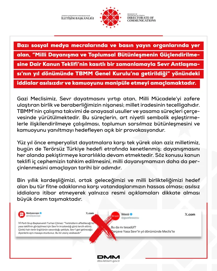 Dezenformasyon Merkezinden Önemli Açıklama!