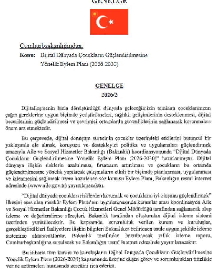 Dijital Dünyada Çocukları Koruma Eylem Planı