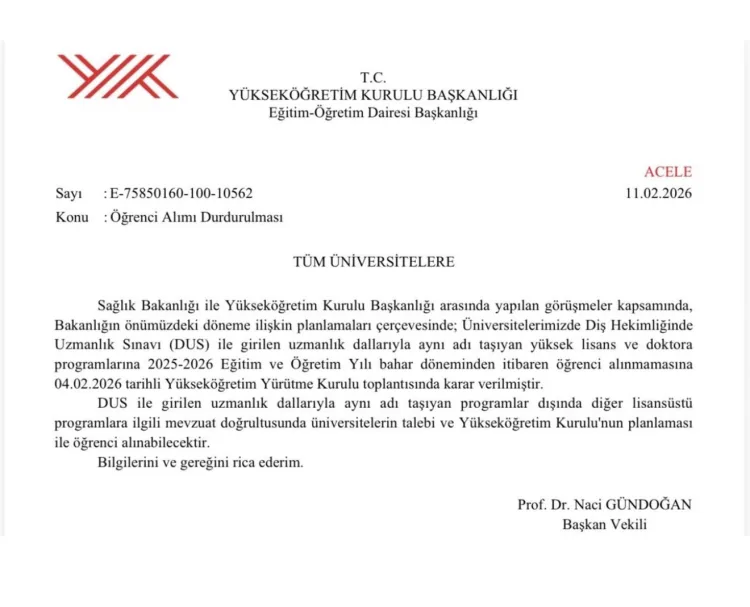 Diş Hekimliği Uzmanlık Eğitimi İçin Yeni Düzenleme
