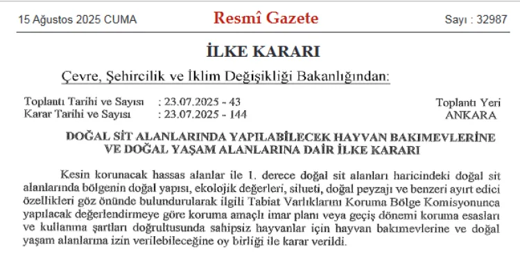 Doğal Sit Alanlarında Hayvan Refahı İçin Yeni Adım