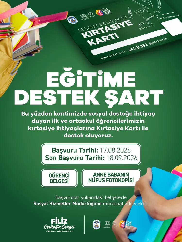 Efes Selçuk’ta Kırtasiye Kartı Desteği Başlıyor