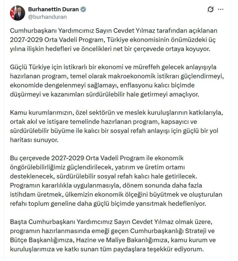 Ekonomide Yeni Dönem: 2027-2029 Orta Vadeli Program Açıklandı