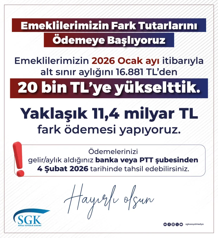 Emeklilere 11,4 Milyar TL Fark Ödemesi Müjdesi!