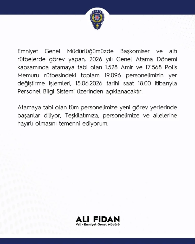 Emniyet’te 19 Bin 96 Personel Yer Değiştiriyor!