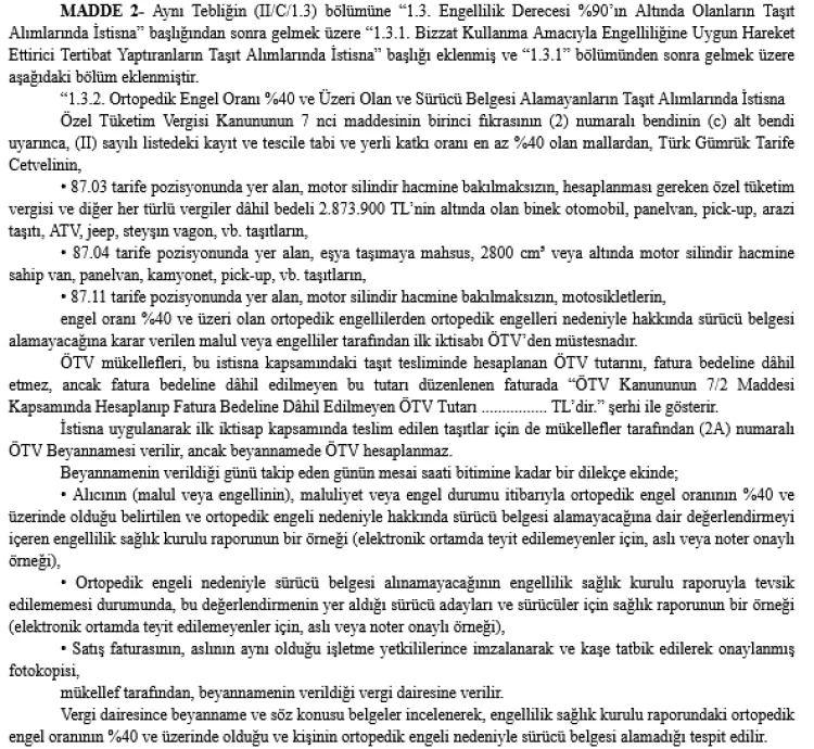 Engelli Araç Alımında ÖTV İstisnası Genişletildi