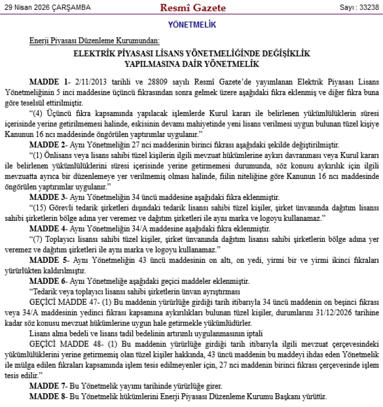 EPDK’dan Elektrik Piyasasına Yeni Düzenlemeler