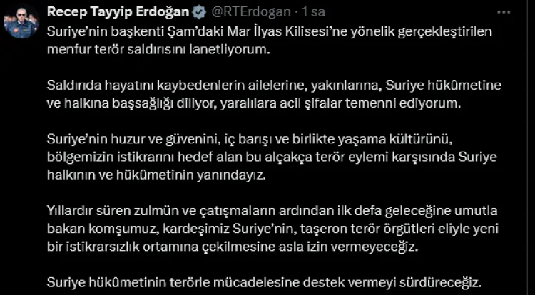 Erdoğan’dan Suriye’ye Terörle Mücadele Desteği!