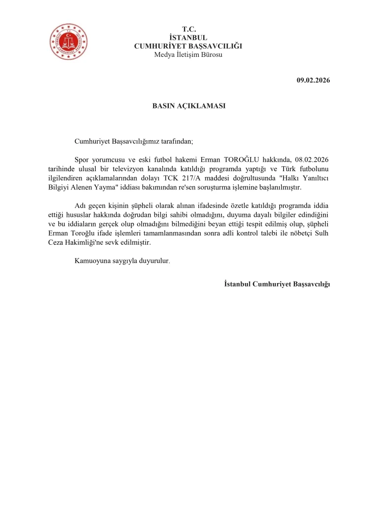 Erman Toroğlu’na Soruşturma: Futbol İddiaları!