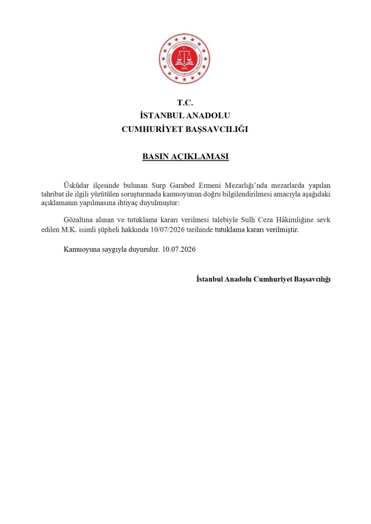 Ermeni Mezarlığı’ndaki Tahribat: Şüpheli Tutuklandı