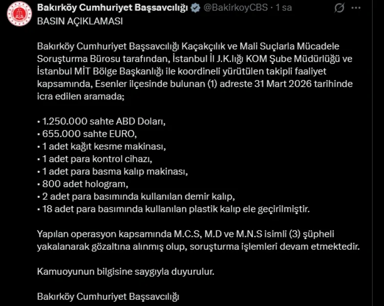 Esenler’de Büyük Sahte Para Operasyonu! 3 Gözaltı